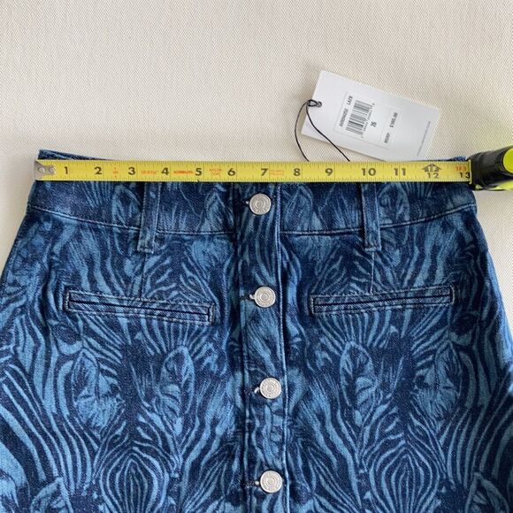 7 for All Mankind Zebra Button Down High Rise Mini Denim Jean Skirt Size 26 - Picture 9 of 9